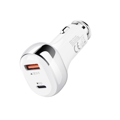 

YSY-312PD PD 20W USB-C / Type-C + QC3.0 18W USB Interface 38W High-power Car Charger(White)