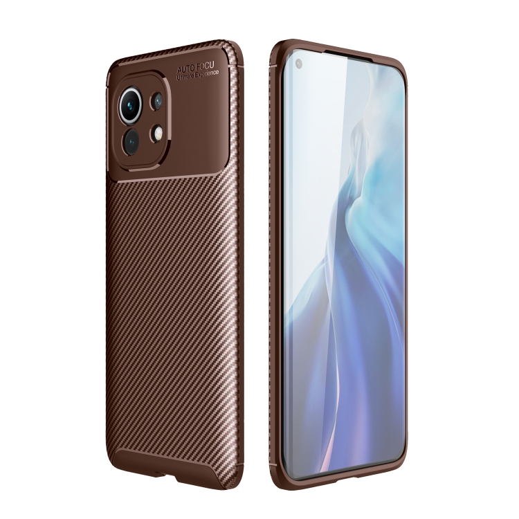 

For Xiaomi Mi 11 Pro Carbon Fiber Texture Shockproof TPU Case(Brown)