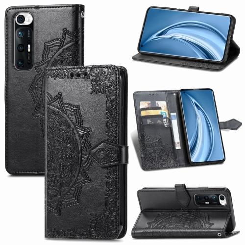 

For Xiaomi Mi 10S Mandala Flower Embossed Horizontal Flip Leather Case with Bracket / Card Slot / Wallet / Lanyard(Black)