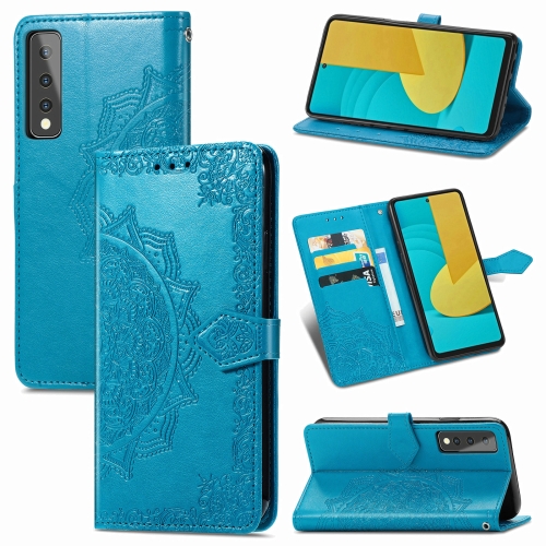

For LG Stylo 7 Mandala Flower Embossed Horizontal Flip Leather Case with Bracket / Card Slot / Wallet / Lanyard(Blue)