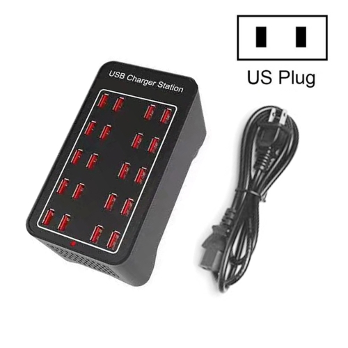 

100W 20 USB Ports Fast Charger Station Smart Charger, AC 110-240V, Plug Size:US Plug