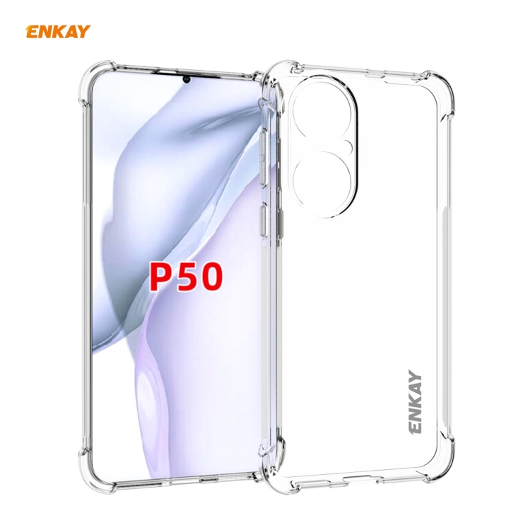 

For Huawei P50 Hat-Prince ENKAY Clear TPU Soft Anti-slip Cover Shockproof Case