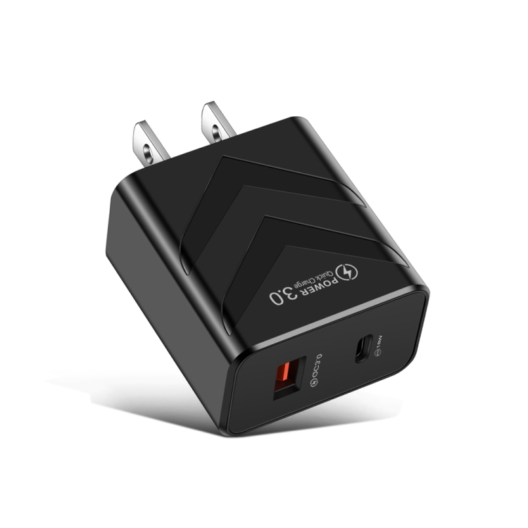 

LZ-715 20W PD + QC 3.0 Dual Ports Fast Charging Travel Charger, US Plug(Black)