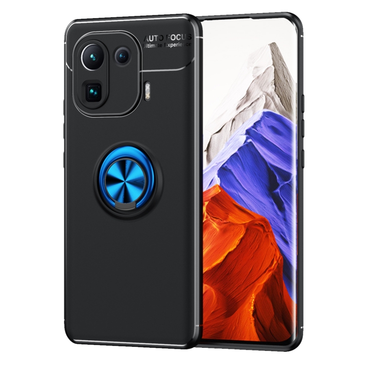 

For Xiaomi Mi 11 Pro Metal Ring Holder 360 Degree Rotating TPU Case(Black+Blue)