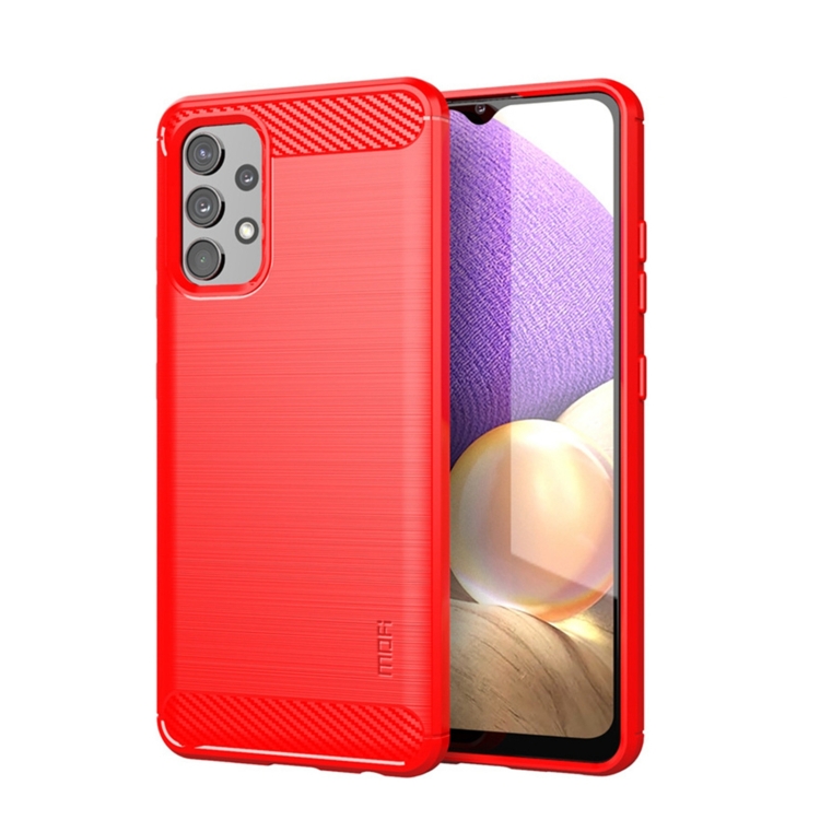 

For Samsung Galaxy A32 4G(US Version) MOFI Gentleness Series Brushed Texture Carbon Fiber Soft TPU Case(Red)