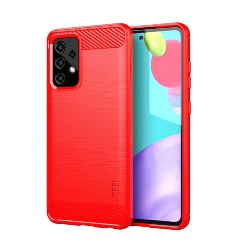 

For Samsung Galaxy A52 5G/4G MOFI Gentleness Series Brushed Texture Carbon Fiber Soft TPU Case(Red)