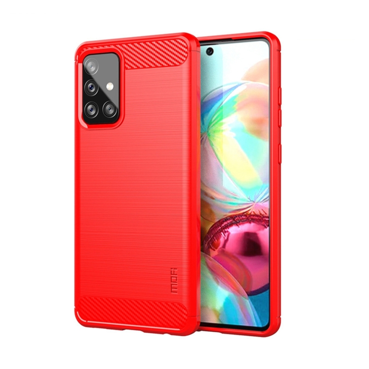 

For Samsung Galaxy A72 5G/4G MOFI Gentleness Series Brushed Texture Carbon Fiber Soft TPU Case(Red)