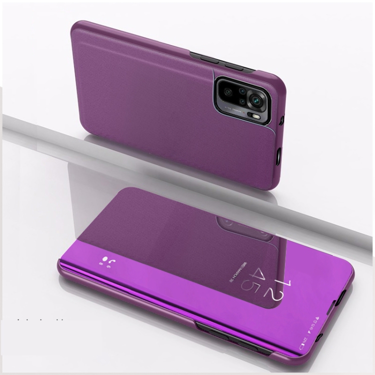 

For Redmi Note 10 4G / Redmi Note 10S Plated Mirror Horizontal Flip Leather Case with Holder(Purple)