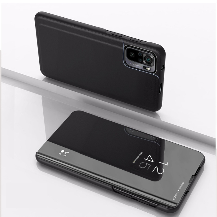 

For Xiaomi Redmi Note 10 Pro Plated Mirror Horizontal Flip Leather Case with Holder(Black)