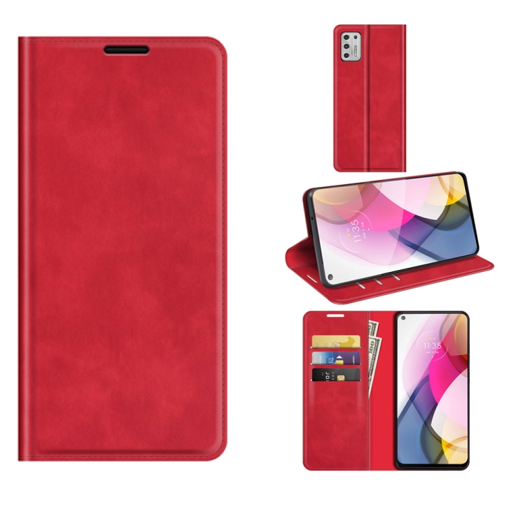 

For Motorola Moto G Stylus 2021 Retro-skin Business Magnetic Suction Leather Case with Holder & Card Slots & Wallet(Red)