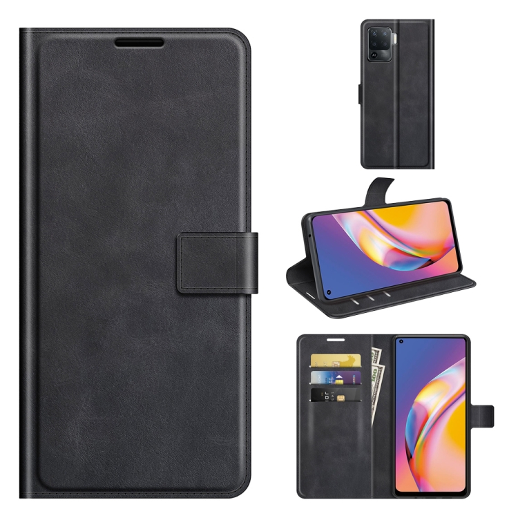 

For OPPO A94 4G / F19 Pro Retro Calf Pattern Buckle Horizontal Flip Leather Case with Holder & Card Slots & Wallet(Black)