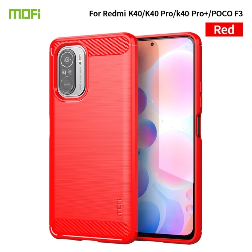 

For Xiaomi Redmi K40 / K40 Pro / K40 Pro+ / Poco F3 MOFI Gentleness Series Brushed Texture Carbon Fiber Soft TPU Case(Red)