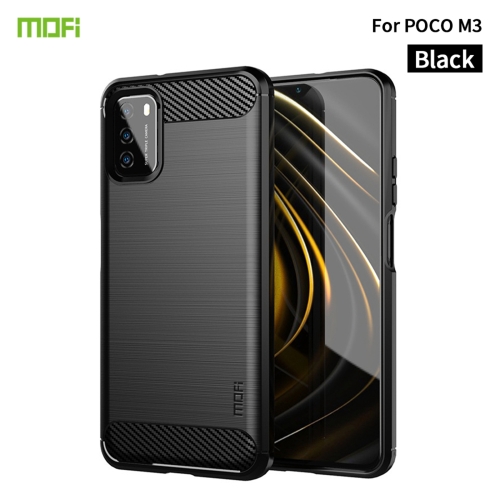 

For Xiaomi Poco M3 / Redmi 9T MOFI Gentleness Series Brushed Texture Carbon Fiber Soft TPU Case(Black)