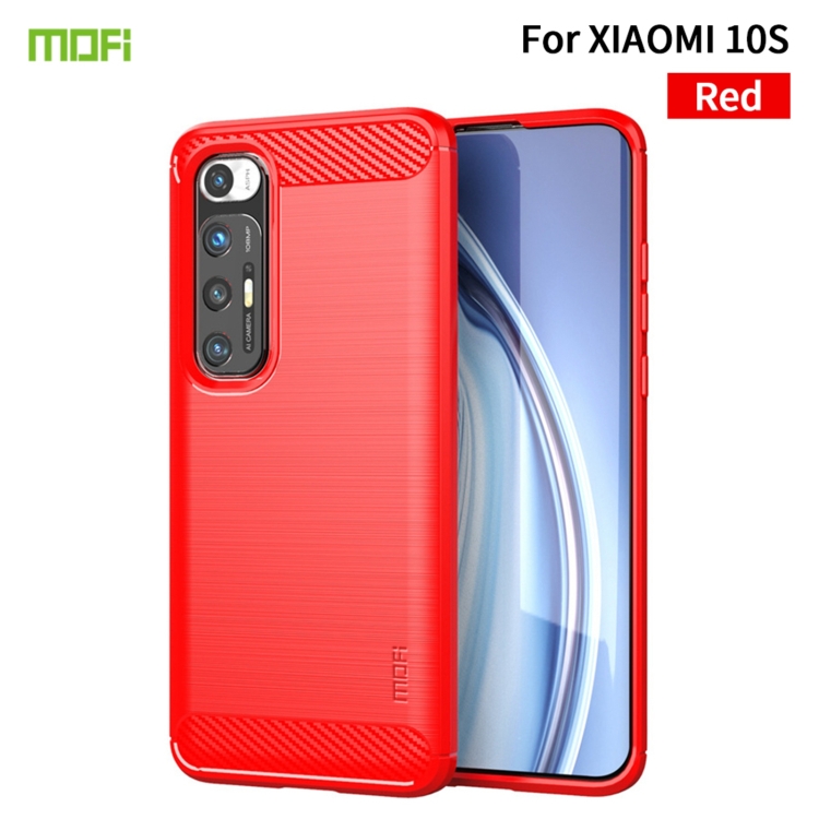 

For Xiaomi Mi 10S MOFI Gentleness Series Brushed Texture Carbon Fiber Soft TPU Case(Red)