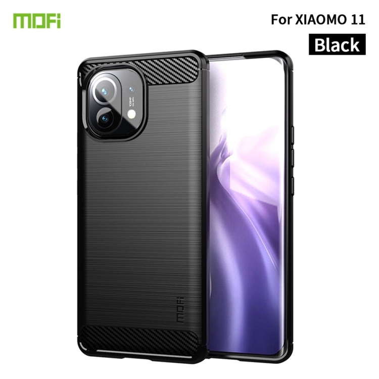 

For Xiaomi Mi 11 MOFI Gentleness Series Brushed Texture Carbon Fiber Soft TPU Case(Black)