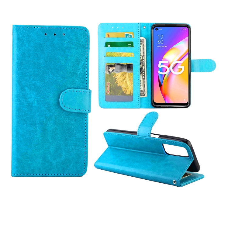 

For OPPO A93 5G Crazy Horse Texture Leather Horizontal Flip Protective Case with Holder & Card Slots & Wallet & Photo Frame(Baby Blue)