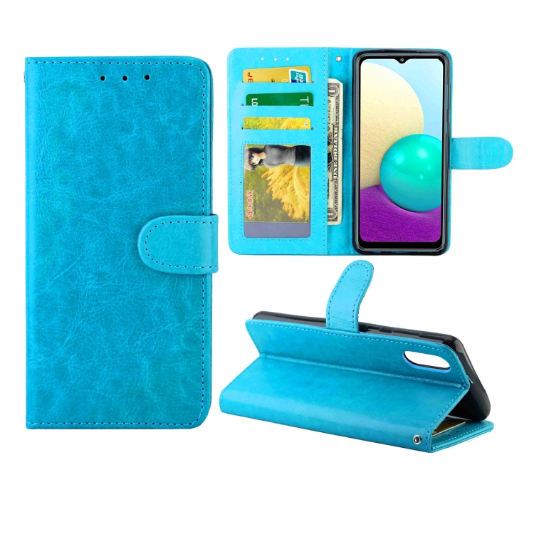 

For Samsung Galaxy A02/M02 Crazy Horse Texture Leather Horizontal Flip Protective Case with Holder & Card Slots & Wallet & Photo Frame(Baby Blue)