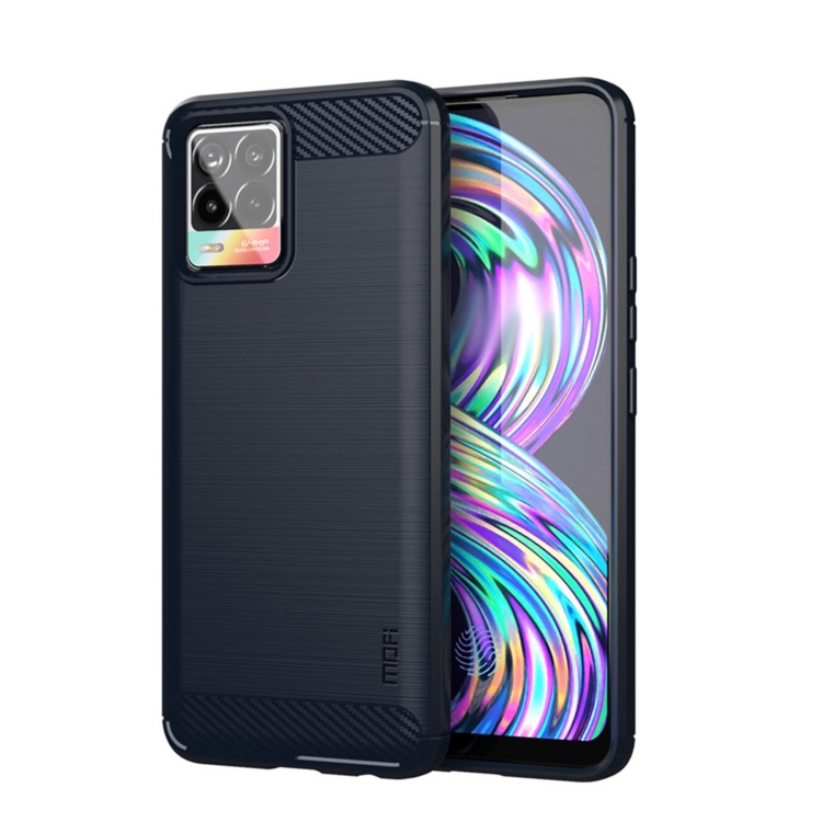

For OPPO Realme 8 / 8 Pro MOFI Gentleness Series Brushed Texture Carbon Fiber Soft TPU Case(Blue)