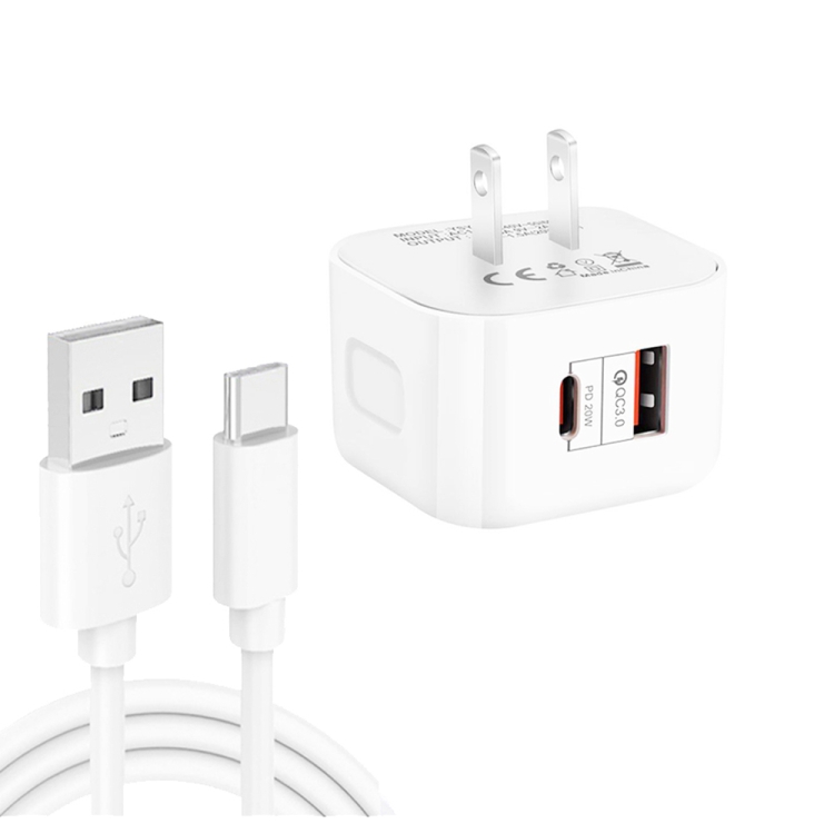 

YSY-6087PD 20W PD3.0 + QC3.0 Dual Fast Charge Travel Charger with USB to Type-C Data Cable, Plug Size:US Plug