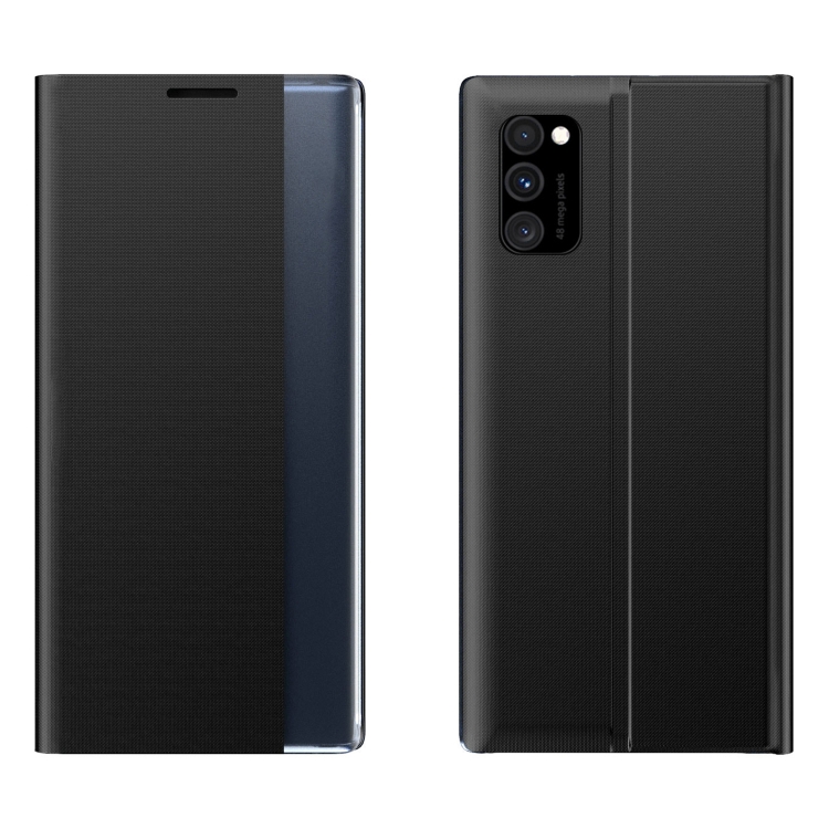 

For Samsung Galaxy A52 5G/4G Side Display Magnetic Horizontal Flip Plain Texture Cloth + PC Case with Holder & Sleep / Wake-up Function(Black)