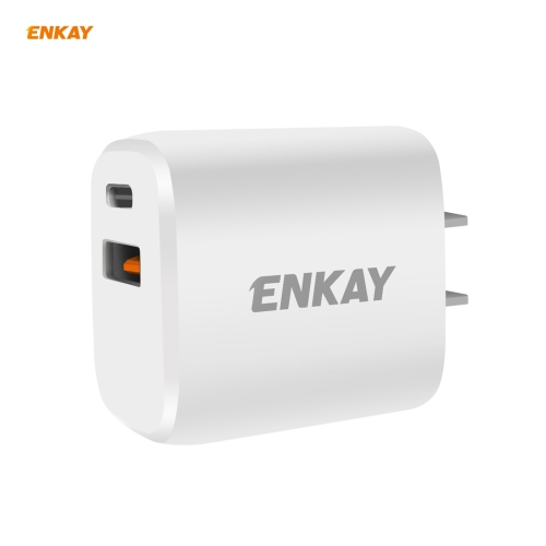 

ENKAY Hat-Prince U090 20W PD + QC 3.0 Portable Dual Ports Fast Charging Travel Charger Power Adapter, US Plug