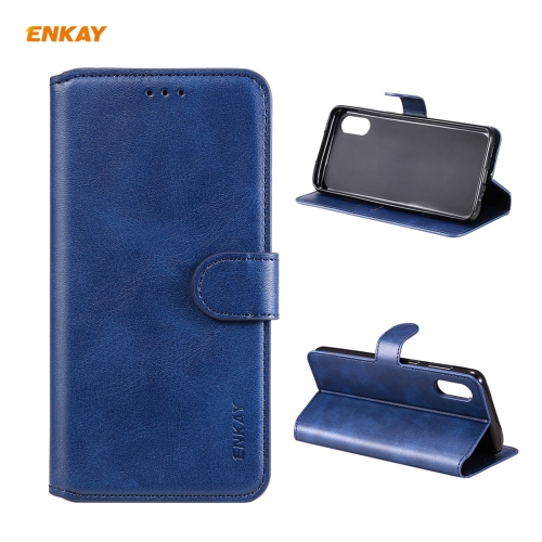 

For Samsung Galaxy A02 / M02 EU Version ENKAY Hat-Prince Horizontal Flip PU Leather Case with Holder & Card Slots & Wallet(Dark Blue)