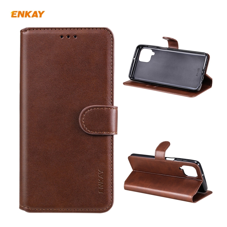 

For Samsung Galaxy M62 / F62 ENKAY Hat-Prince Horizontal Flip PU Leather Case with Holder & Card Slots & Wallet(Brown)