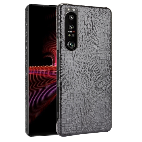 

For Sony Xperia 1 III Shockproof Crocodile Texture PC + PU Case(Black)