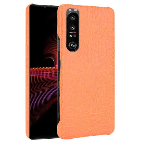 

For Sony Xperia 1 III Shockproof Crocodile Texture PC + PU Case(Orange)