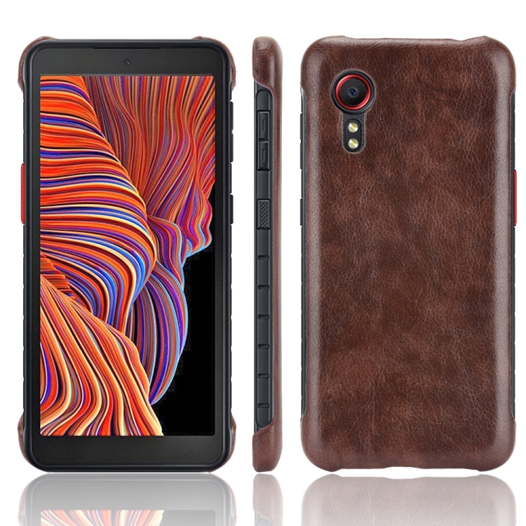 

For Samsung Galaxy Xcover 5 Shockproof Litchi Texture PC + PU Case(Brown)