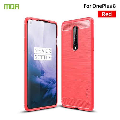 

For OnePlus 8 MOFI Gentleness Series Brushed Texture Carbon Fiber Soft TPU Case(Red)
