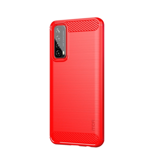 

For Huawei P Smart 2021 / Y7A MOFI Gentleness Series Brushed Texture Carbon Fiber Soft TPU Case(Red)