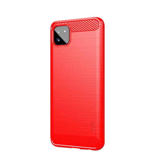 

For Samsung Galaxy A22 5G MOFI Gentleness Series Brushed Texture Carbon Fiber Soft TPU Case(Red)