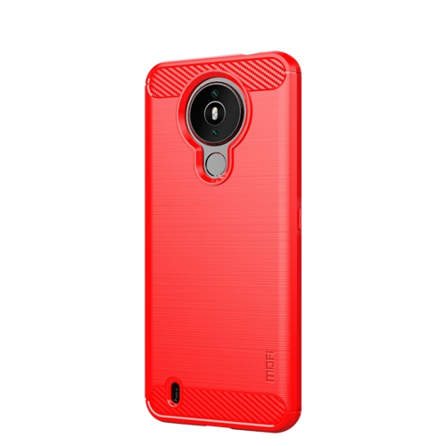 

For Nokia 1.4 MOFI Gentleness Series Brushed Texture Carbon Fiber Soft TPU Case(Red)