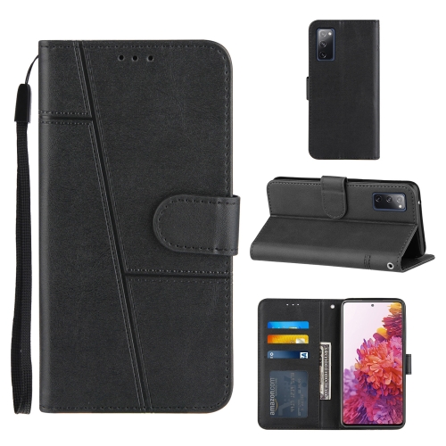 

For Samsung Galaxy A72 5G Stitching Calf Texture Buckle Horizontal Flip Leather Case with Holder & Card Slots & Wallet & Lanyard(Black)