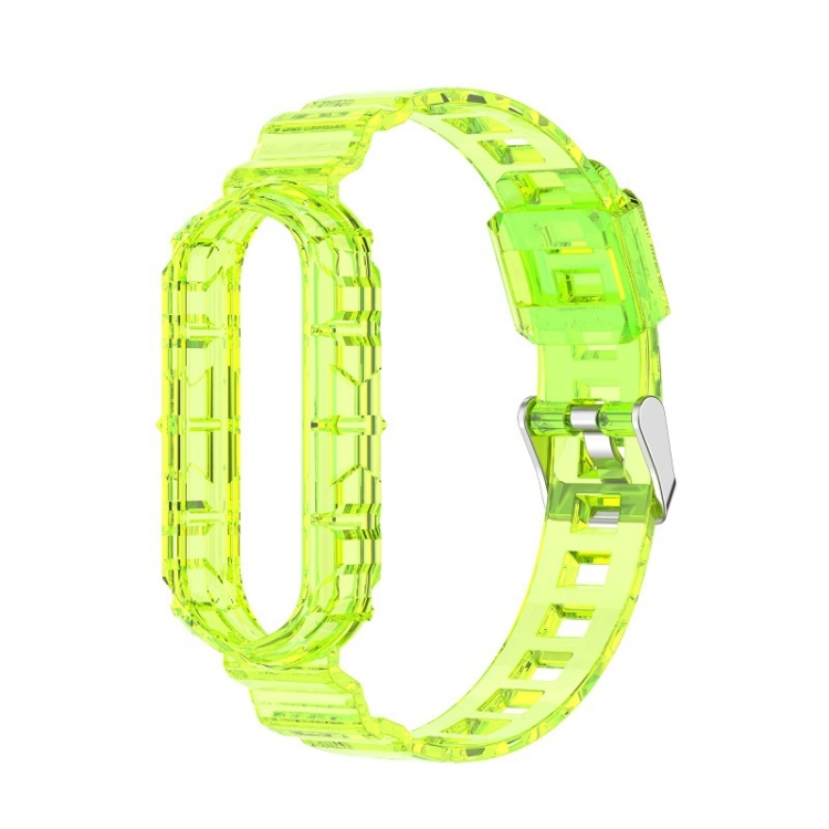 

For Xiaomi 5/6th Generation Smart Bracelet, Universal Glacier Transparent One Strap Replacement Wristband(green)