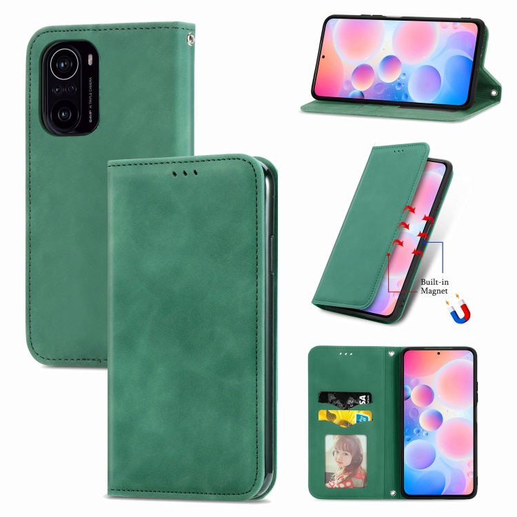 

For Xiaomi Redmi K40 / K40 Pro /K40 Pro+ Retro Skin Feel Business Magnetic Horizontal Flip Leather Case With Holder & Card Slots & Wallet & Photo Frame(Green)