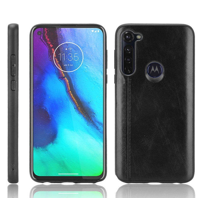 

For Motorola Moto G Stylus Shockproof Sewing Cow Pattern Skin PC + PU + TPU Case(Black)