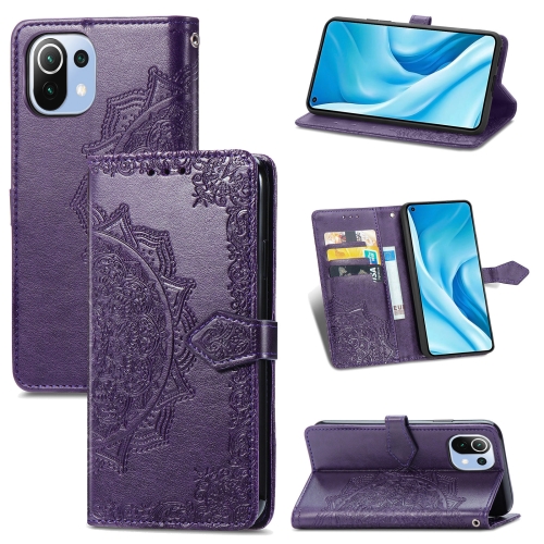 

Halfway Mandala Embossing Pattern Horizontal Flip Leather Case with Holder & Card Slots & Wallet & Lanyard For Xiaomi 11 Lite(Purple)