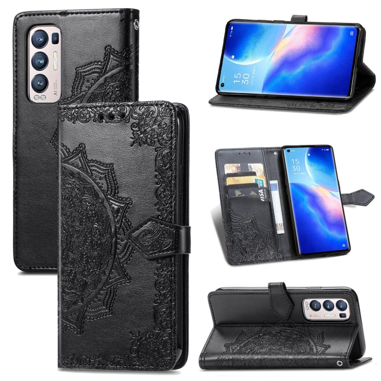 

Halfway Mandala Embossing Pattern Horizontal Flip Leather Case with Holder & Card Slots & Wallet & Lanyard For OPPO Reno5 Pro+(Black)