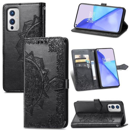 

Halfway Mandala Embossing Pattern Horizontal Flip Leather Case with Holder & Card Slots & Wallet & Lanyard For OnePlus 9(Black)