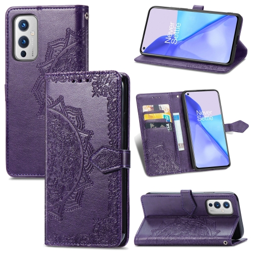 

Halfway Mandala Embossing Pattern Horizontal Flip Leather Case with Holder & Card Slots & Wallet & Lanyard For OnePlus 9(Purple)