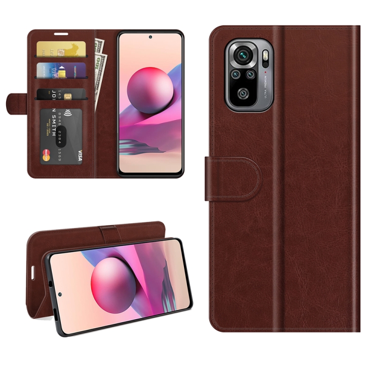 

For Xiaomi Redmi Note 10S R64 Texture Single Horizontal Flip Protective Case with Holder & Card Slots & Wallet& Photo Frame(Brown)