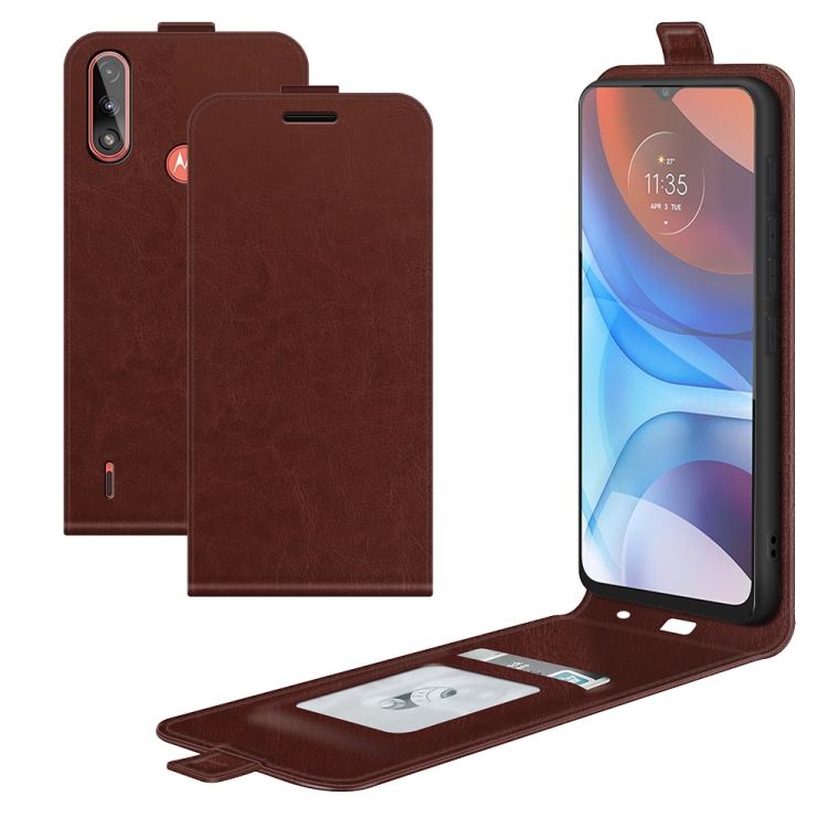 

For Motorola Moto E7 Power R64 Texture Single Vertical Flip Leather Protective Case with Card Slots & Photo Frame(Brown)