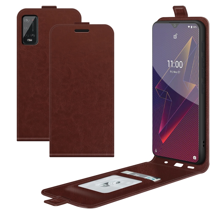 

For wiko Power U20 R64 Texture Single Vertical Flip Leather Protective Case with Card Slots & Photo Frame(Brown)