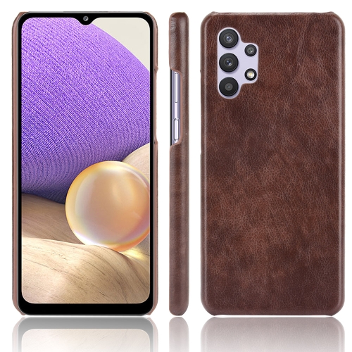 

For Samsung Galaxy A32 4G European version Shockproof Litchi Texture PC + PU Case(Brown)