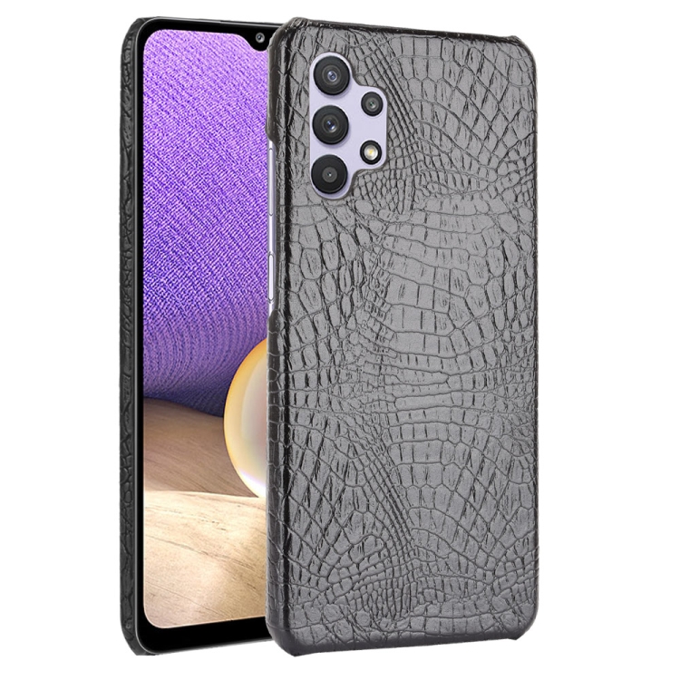 

For Samsung Galaxy A32 4G European version Shockproof Crocodile Texture PC + PU Case(Black)