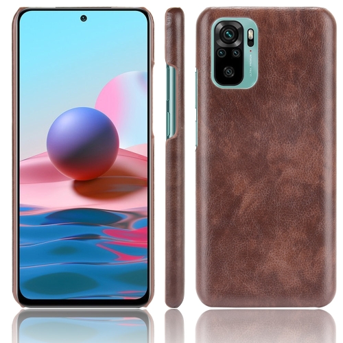 

For Xiaomi Redmi Note 10 4G/Note 10S Shockproof Litchi Texture PC + PU Case(Brown)