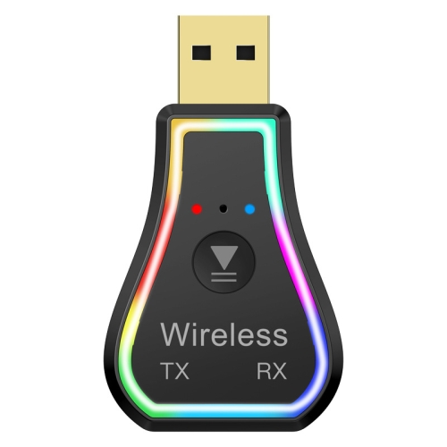 

M11 Car Bluetooth USB Receiver and Transmitter Ambient Light MP3 Player Hands-free Wireless Adapter for PC TV Home Speak 5.0(Black)