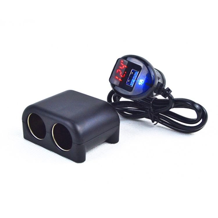 

Cigarette Lighter Adapter 2 Socket Cigarette Lighter Splitter with LED Voltage Display USB Car Charger Adapter